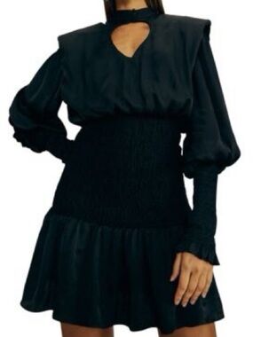 NWT $220 farm rio black mini heart neckline layered dress size XS